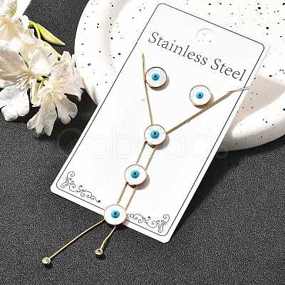 304 Stainless Steel Necklaces & Stud Earring Set SJEW-C007-08G-1