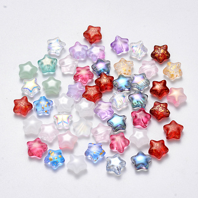 Spray Painted Glass Beads X-GLAA-R211-04-1