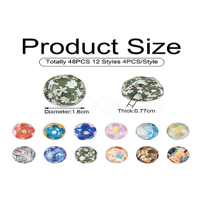 48Pcs 12 Styles Translucent Resin Cabochons RESI-TA0001-44-1