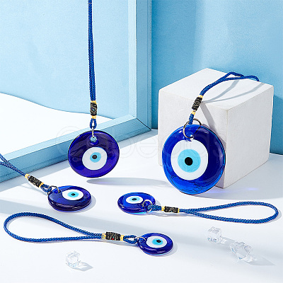 AHADEMAKER 5Pcs 5 Style Glass Evil Eye Pendant Decorations HJEW-GA0001-32-1