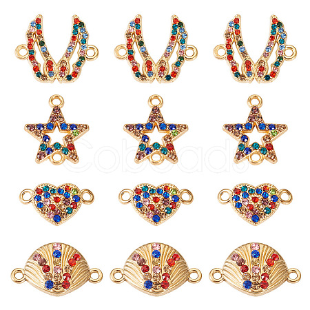  20Pcs 4 Styles Alloy Colorful Rhinestone Connector Charms FIND-TA0003-33-1