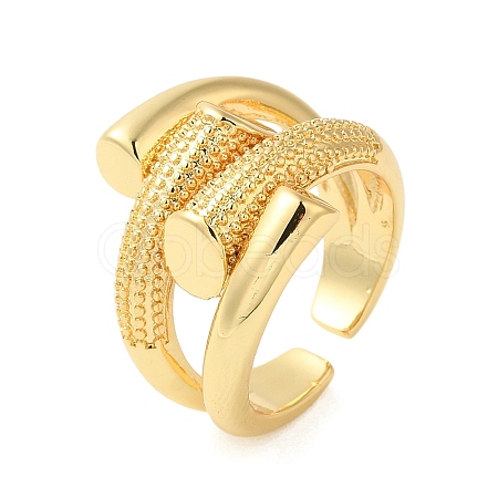 Brass Bypass Open Cuff Rings for Women RJEW-A046-13G-1