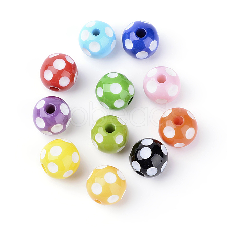 Mixed Opaque Acrylic Round Beads X-SACR-S146-14mm-M-1