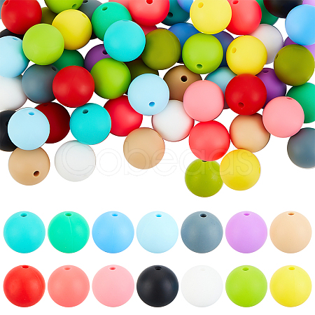 DICOSMETIC 75pcs 15 Colors Food Grade Eco-Friendly Silicone Beads SIL-DC0001-02-1