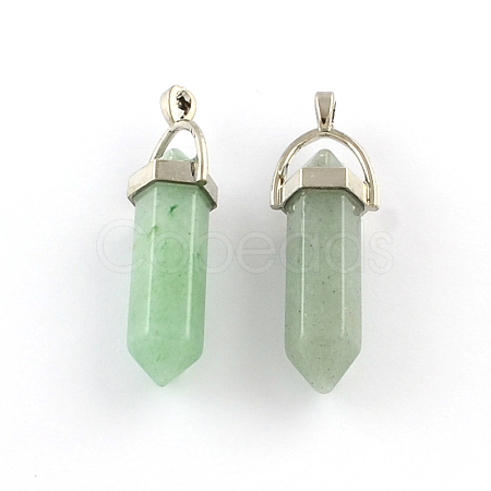 Green Aventurine Stone Pendants with Alloy Findings X-G-R278-28P-1
