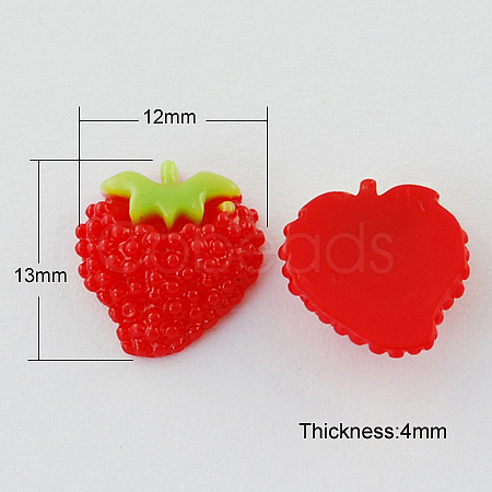 Resin Strawberry Flatback Cabochons CRES-B3051-A99-1
