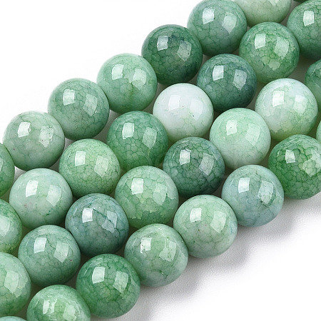 Opaque Crackle Glass Round Beads Strands X-GLAA-T031-01L-1
