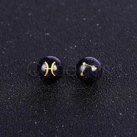 Synthetic Blue Goldstone Carved Constellation Beads PW-WG92554-12-1