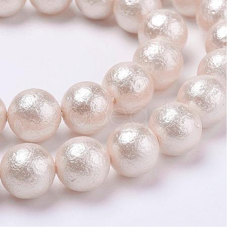 Wrinkle Textured Shell Pearl Beads Strands BSHE-E016-10mm-07-1