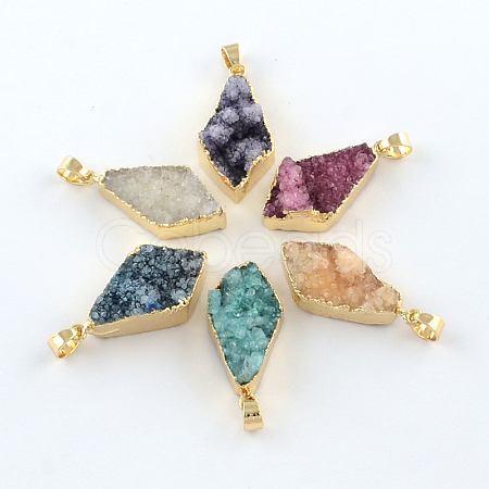 Dyed Drusy Natural Agate Pendants G-R275-123-1