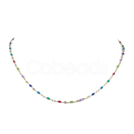 304 Stainless Steel Enamel Link Chains Necklaces NJEW-JN04788-1