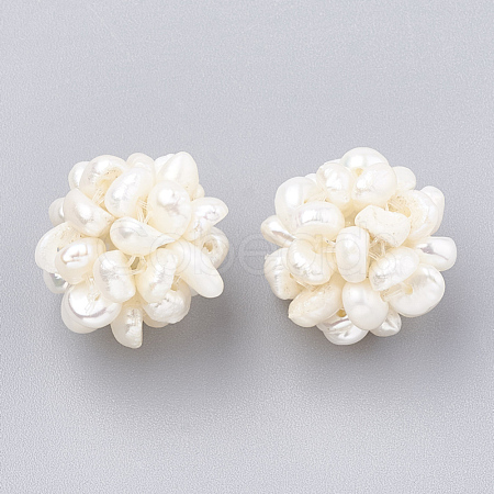 Handmade Natural Pearl Woven Beads WOVE-S116-01A-1