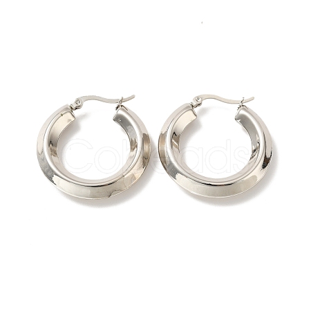 201 Stainless Steel Chunky Hoop Earrings STAS-H164-06P-1