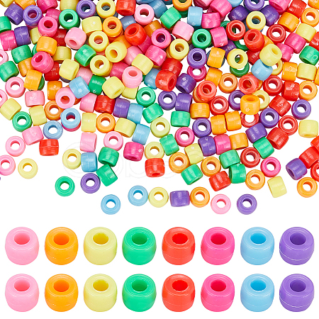 SUNNYCLUE 800Pcs 8 Colors Opaque Plastic Beads KY-SC0001-86-1