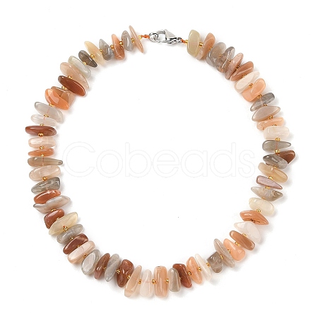 Natural Sunstone Chip Beaded Necklaces NJEW-P312-02P-1