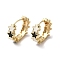 Star Real 18K Gold Plated Brass Hoop Earrings, with Enamel, White, 19.5x7mm