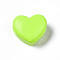 Spray Painted Brass Beads, Heart, Green Yellow, 9x10.5x6mm, Hole: 2mm