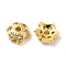 Brass Micro Pave Cubic Zirconia Bead Cap, 6-Petal Flower, Real 18K Gold Plated, 6x5.5x2mm, Hole: 1mm