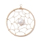 Natural Cultured Freshwater Pearl Pendants, Flat Round Brass Web/Net Charms, Golden, 40x35.5x6mm, Hole: 2mm