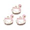 Rack Plating Alloy Enamel Pendants, Cadmium Free & Nickel Free & Lead Free, Light Gold, Origami Swan, White, 15x15.5x2mm, Hole: 1.8mm