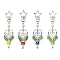 Mushroom Handmade Lampwork Pendant Decorations, Glass Butterfly and Heart/Star Alloy Swivel Lobster Clasps Charm, Mixed Color, 108mm