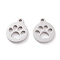 Non-Tarnish 304 Stainless Steel Charms, Laser Cut, Flat Round with Dog Footprint, Stainless Steel Color, 13x11x1.5mm, Hole: 1.4mm