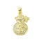 Brass Micro Pave Clear Cubic Zirconia Pendants, Real 18K Gold Plated, Bag, Clear, 25x15x3.5mm, Hole: 5x3.5mm