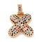 Brass Micro Pave Cubic Zirconia Pendants, Real 18K Gold Plated, Colorful, Letter X, 18.5~24x12.5~25.5x5~5.5mm, Hole: 5x3mm