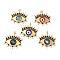 Rack Plating Brass Cubic Zirconia Pendants, with Glass, Lead Free & Cadmium Free, Long-Lasting Plated, with Jump Ring, Evil Eye, Real 18K Gold Plated, Mixed Color, 35x35.5x5mm, Hole: 3.5mm