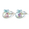 Transparent Epoxy Resin Whale with Bowknot Decoden Cabochons, with Glitter Powder, Light Sea Green, 19x26x7.5mm