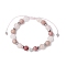 Gemstone Braided Bead Bracelets for Women Girl, with Brass Beads, Round, Inner Diameter: 1-7/8~3-1/8 inch(4.7~8cm)