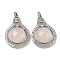 Natural Rose Quartz with Clear Cubic Zirconia Pendants, Lamp Bulb Charms with Rack Plating Brass Findings, Platinum, Cadmium Free & Lead Free, 35x25x8.8~9.6mm, Hole: 2.8x3.9mm