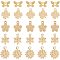 SUPERFINDINGS 50Pcs 5 Style Rack Plating Brass Charms, Long-Lasting Plated, Cadmium Free & Lead Free, Flower & Clover & Butterfly, Mixed Color, 9~11x6.5~13.4x0.4~1mm, Hole: 0.8~1.2mm, 10pcs/style