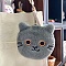 Cartoon Cat Plush Pouches, Wallets for Children, Gray, 11x10cm