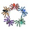 10Pcs 5 Colors Glass Seed Pendants, with Platinum Tone Brass Loops, Spider Charms, Mixed Color, 38x27x8mm, Hole: 5mm, 2pcs/color