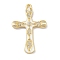 Rack Plating Brass Micro Pave Cubic Zirconia Pendants, with Enamel, Long-Lasting Plated, Lead Free & Cadmium Free, Real 18K Gold Plated, Cross, White, 31x21x3mm, Hole: 1.6mm