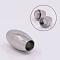 Tarnish Resistant 304 Stainless Steel Magnetic Clasps with Glue-in Ends, Oval, Stainless Steel Color, 18x10.5mm, Hole: 6mm