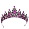 Alloy Rhinestone Crown Hair Bands, Hair Accessories for Girls Women Party Decoration, Fuchsia, 140mm