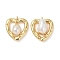 Brass Pave Natural Freshwater Pearl Pendants, Heart Charms, White, Real 18K Gold Plated, 17x16x7mm, Hole: 1.4mm