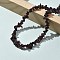 Natural Garnet Chip Beaded Necklaces for Men Women, with Alloy Lobster Claw Clasps and Iron Chain Extender, Silver, 15.87~16.14 inch(40.3~41cm)