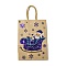 Christmas Theme Blue Printed Kraft Paper Tote Bags with Handles, Rectangle Heavy Duty Storage Shopping Bags, Sleigh, 20.7x15x8.2cm