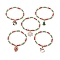 5Pcs 5 Styles Electroplate Glass Beaded Stretch Bracelet Sets, Christmas Tree & Snowflake Alloy Enamel Charm Stackable Bracelets for Women, Mixed Color, Inner Diameter: 2-1/2 inch(6.2cm), 1pc/style