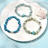 3Pcs Gemstone Beaded Stretch Bracelets set BJEW-JB11176-2