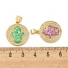 Brass Pendants Micro Pave Cubic Zirconia with Synthetic Opal KK-K356-01G-3