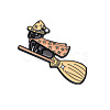 Cartoon Animal Magician Riding Broom Enamel Pins PW-WG53271-02-1