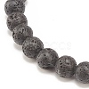Natural Lava Rock Stretch Bracelet with Alloy Peace Sign Beaded BJEW-JB08309-05-5