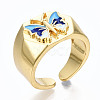 (Jewelry Parties Factory Sale)Brass Enamel Cuff Rings RJEW-S045-074-NR-5