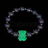 Luminous Acrylic Bear Beaded Stretch Bracelet for Women BJEW-JB09775-3