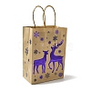 Christmas Theme Blue Printed Kraft Paper Tote Bags with Handles ABAG-B006-04E-2