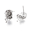 Brass Rose Stud Earrings for Women EJEW-G321-09P-2